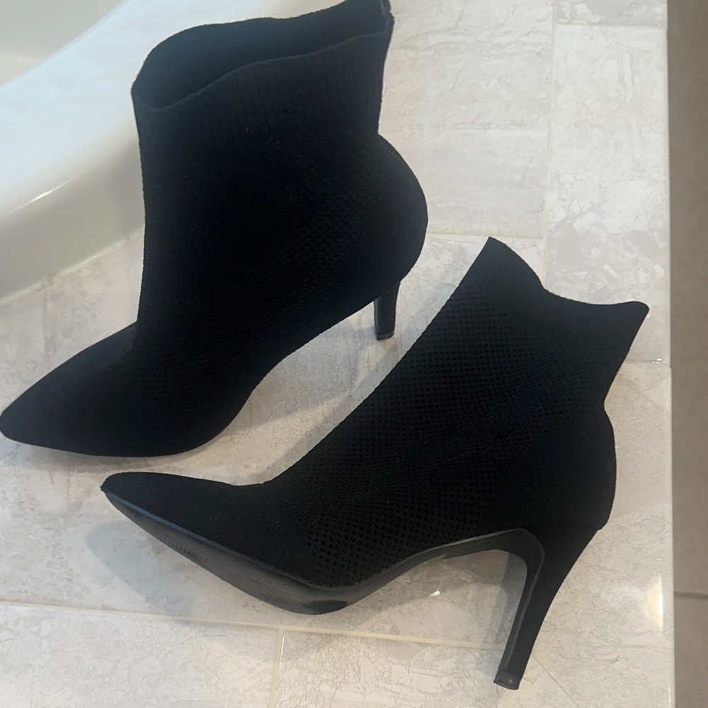 MIA Black Heeled Sock Ankle Boots